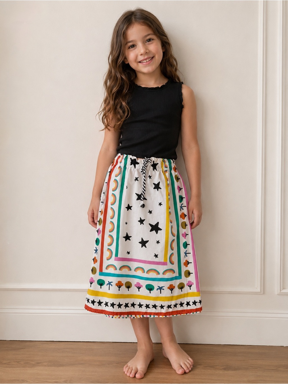 Farm Rio Fabula Girls Printed Midi Skirt Size 8 years